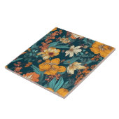 Carreau Bleu, jaune et orange joliment fleuri (Côté)