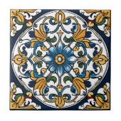 Carreau Bleu jaune noir Azuleju espagnol marocain (Devant)