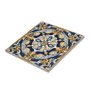 Carreau Bleu jaune noir Azuleju espagnol marocain