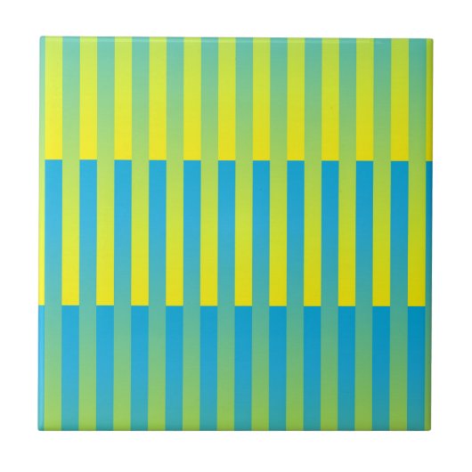 Carreau Bleu Jaune Vert Motif Rayé (Devant)