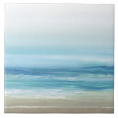 Carreau Bleu marin Aquarelle Océan Waves Plage côtière (Devant)