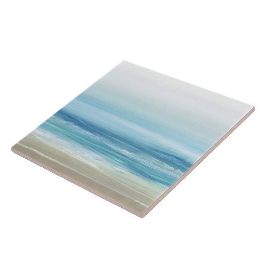 Carreau Bleu marin Aquarelle Océan Waves Plage côtière (Côté)