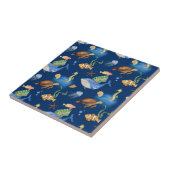 Carreau Bleu marine baleines tortues (Côté)