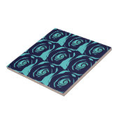 Carreau Bleu Marine Rose Fleur Flore modèle (Côté)