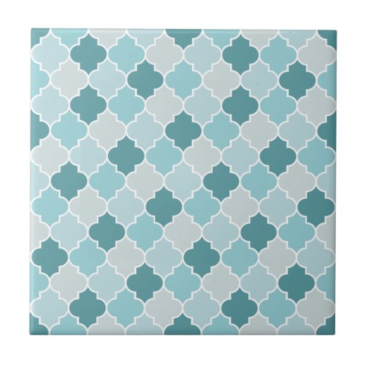Carreau Bleu Marocain Trellis, Lattes, Quatrefoil (Devant)