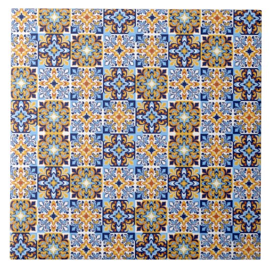 Carreau bleu méditerranéen & marron (Devant)