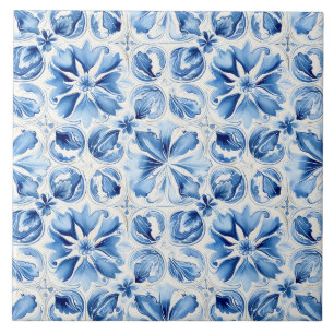 Carreau Bleu Méditerranéen Orné