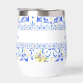 Carreau bleu motif français de citron monogramme (Droite)