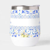 Carreau bleu motif français de citron monogramme (Gauche)