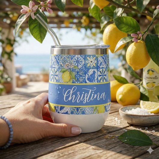 Carreau bleu motif français de citron Provençal