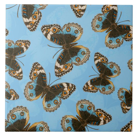 Carreau Bleu motif papillon Pansy (Devant)