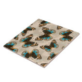 Carreau Bleu motif papillon Pansy sur blanc (Côté)