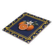Carreau Bleu Nuit & Oranges Dorées Fruit Méditerranéen (Côté)
