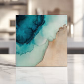 Carreau Bleu océan et eau de sable à l'aquarelle de plage