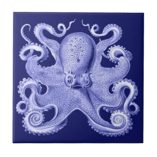 Carreau Bleu Octopus Nautical Beach House Coastal Haeckel