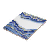 Carreau Bleu Or Blanc Agate Géode Tendance Moderne (Côté)