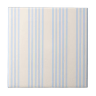 Carreau Bleu pâle et beige cinq rayures motif