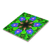 Carreau bleu paradisiaque abstrait sur carrelage vert (Côté)