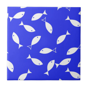 Carreau Bleu poisson blanc Arrière - plan capitaine thème