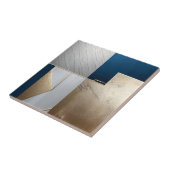 Carreau Bleu profond, blanc et doré géométrique (Côté)