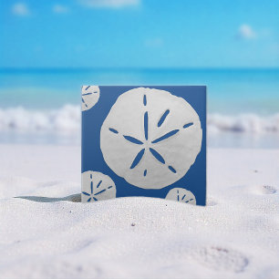 Carreau Bleu profond et blanc Dollar de sable tropical de