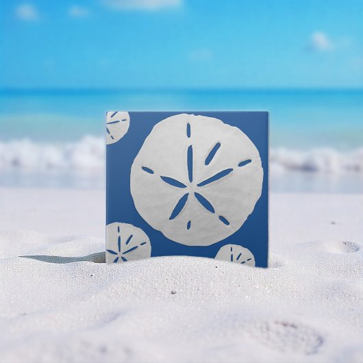 Carreau Bleu profond et blanc Dollar de sable tropical de
