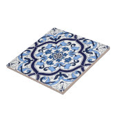 Carreau Bleu profond Floral Sicilien Majolica Mosaic (Côté)