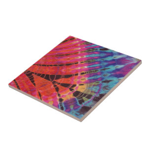 Carreau Bleu rose Abstrait moderne Batik Tie Tee