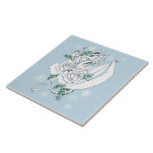 Carreau Bleu Roses de dragon blanc (Côté)