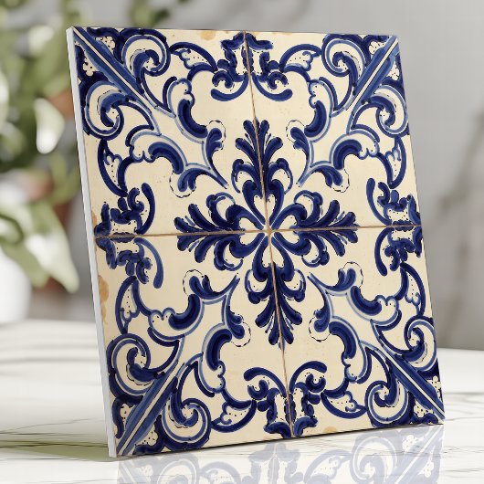 Carreau Bleu rustique et majolique blanche