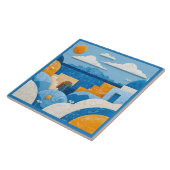 Carreau Bleu Santorin Méditerranée Azulejo (Côté)