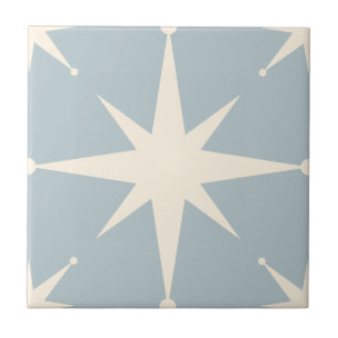 Carreau bleu Starburst Mid Century moderne Vintage