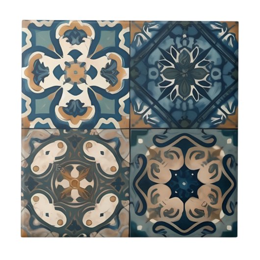 Carreau Bleu sublime et carrelage en céramique marocaine B (Devant)