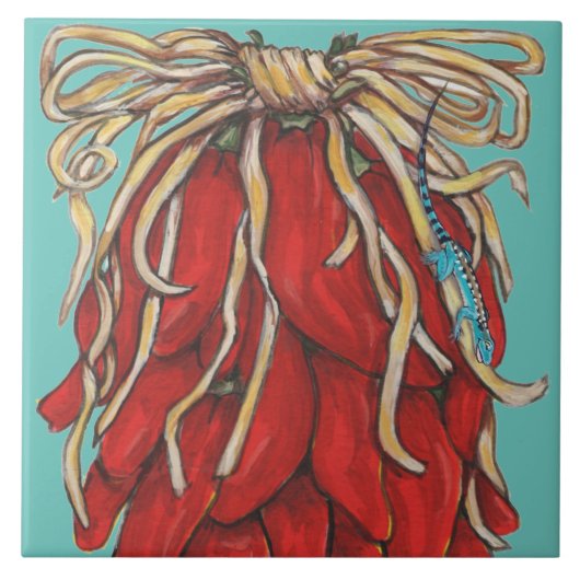 Carreau Bleu Sud-Ouest Lizard Rouge Chili Pepper House # (Devant)