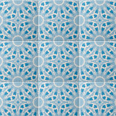 Carreau Bleu texturé blanc stylisé symétrique floral