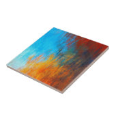 Carreau bleu turquoise Abstrait, orange et rouge (Côté)