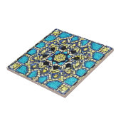 Carreau bleu turquoise aqua jaune marine marocaine mosaïqu (Côté)