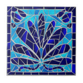Carreau Bleu Verre brisé Mosaïque Floral (Devant)