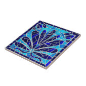 Carreau Bleu Verre brisé Mosaïque Floral (Côté)
