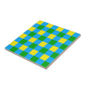 Carreau Bleu Vert Jaune Chèque Plaid Design Motif (Côté)