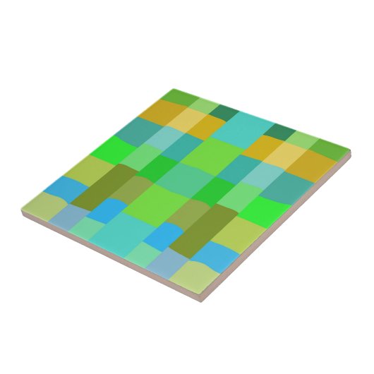 Carreau Bleu Vert Orange Violet Motif Abstrait Crème (Côté)