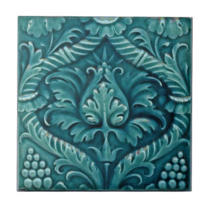 Carreau Bleu Vintage Nouveau Art Fleur Design
