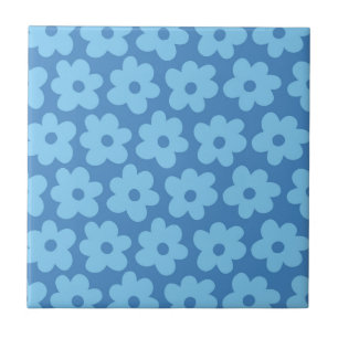 Carreau Bleu Whimsical Floral Retro, Gai, Preppy