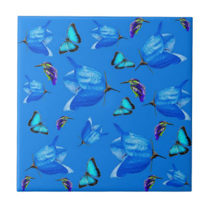 Carreau Bleus Bleus Les Papillons Et Les Fleurs De Cloches