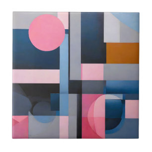 Carreau Bleus et roses subtils dans l'abstraction géométri