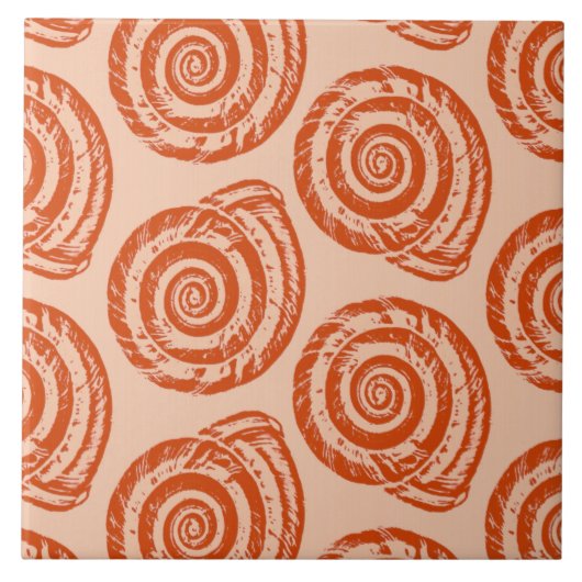 Carreau Bloc de coquillages spiraux Impression, orange cor (Devant)