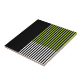 Carreau Bloc de couleur moderne rayé vert citron noir blan (Côté)