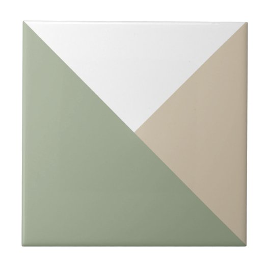 Carreau Bloc de couleur moderne Triangles Sage Vert Beige (Devant)