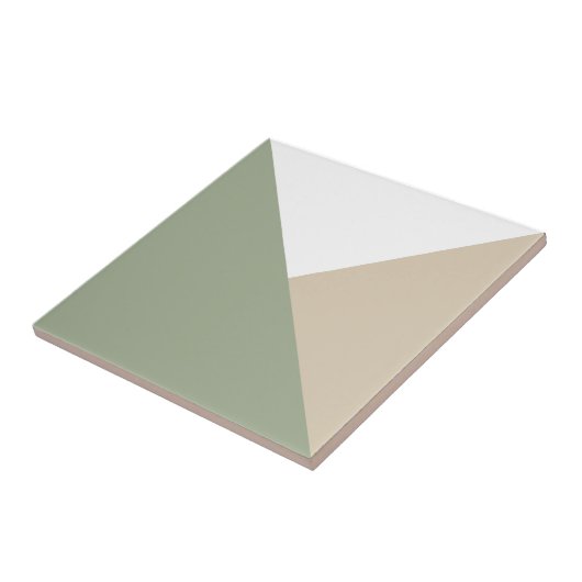 Carreau Bloc de couleur moderne Triangles Sage Vert Beige (Côté)