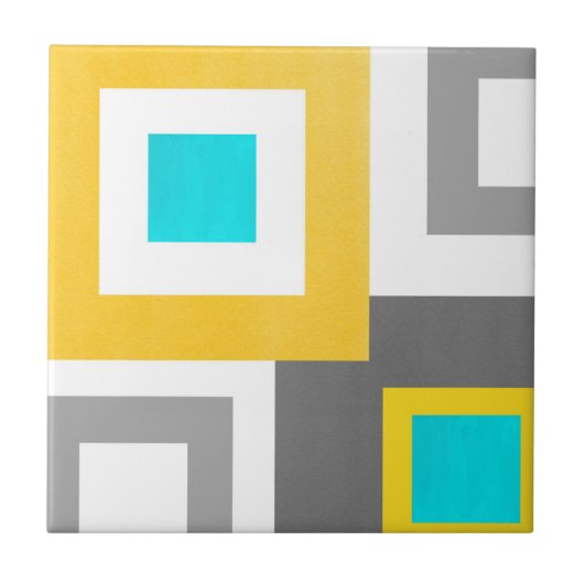 Carreau Bloc géométrique blanc gris-jaune Aqua (Devant)